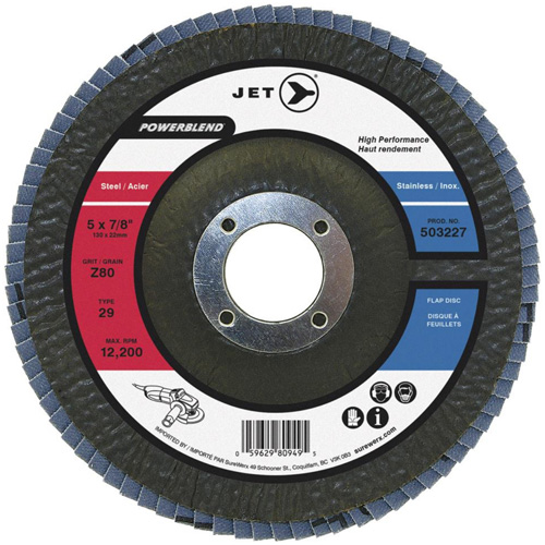 Disque &agrave; lamelles POWERBLEND, 4-1/2" x 7/8", Type 29, Grain Z80, Alumine de zirconium Superchem Industries