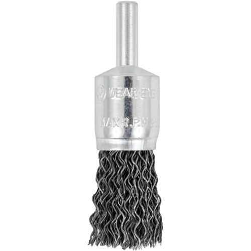 Brosse &agrave; fils cr&ecirc;p&eacute;s mont&eacute;e sur mandrin E050-20, 1/2", Fils 0,02", Tige 1/4" Superchem Industries