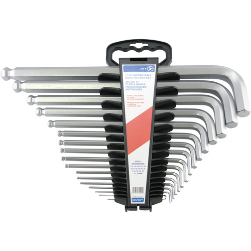 Jumbo Extra-Long Ball Nose Hex Key Set, 17 Pcs., Metric Superchem Industries