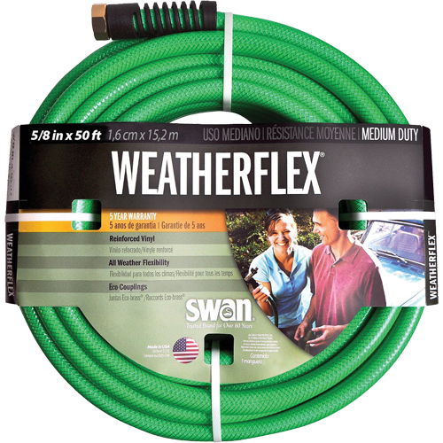 Weatherflex Medium Duty Garden Hoses, Vinyl, 5/8" dia. x 50' Superchem Industries