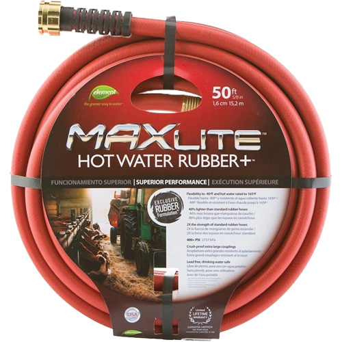 Hot Water Hose, Rubber, 5/8" dia. x 50' L Superchem Industries