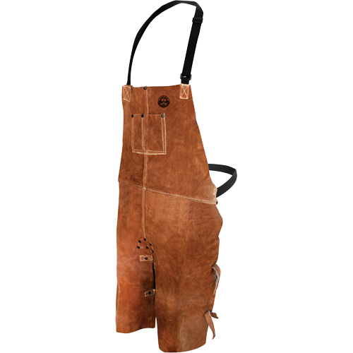 Leather Welding Apron, Split-Leg Bib, 36" L, Brown Superchem Industries