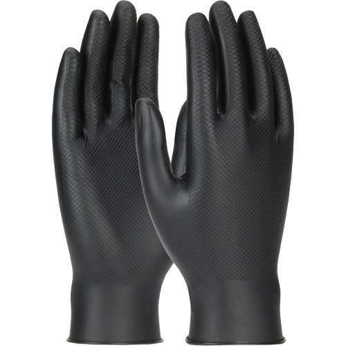 Grippaz Skins Ambidextrous Disposable Gloves, Large, Nitrile, 6-mil, Powder-Free, Black Superchem Industries