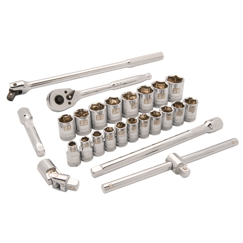 Metric Socket Set, 25 Pcs, 1/2" Drive Size Superchem Industries