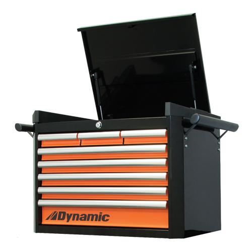 Top Tool Chest, 28" W, 8 Drawers, Black/Orange Superchem Industries