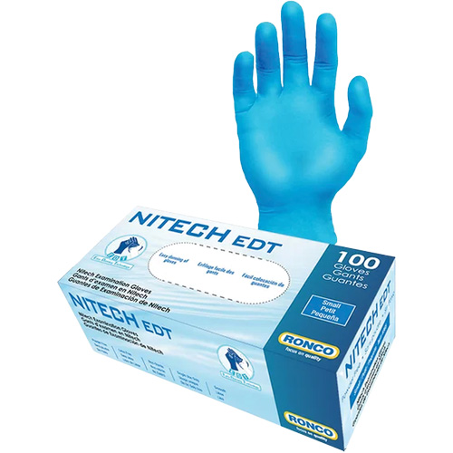 Gants d'examen EDT, T-Grand, Nitech, 5 mils, Sans poudre, Bleu, Classe 2 Superchem Industries