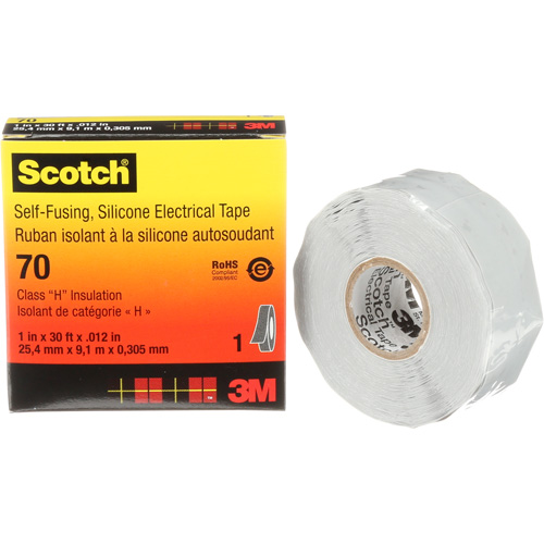 Scotch&reg; Self-Fusing Silicone Rubber Electrical Tape, 25.4 mm (1") x 9 m (30'), Grey, 12 mils Superchem Industries