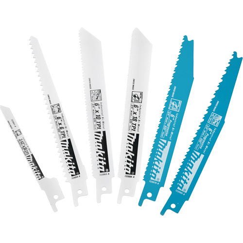 6-Piece Recipro Saw Blade Assortment Pack, Bi-Metal, 6-18 TPI, 6"/3-1/2" L x 3/4" W Superchem Industries