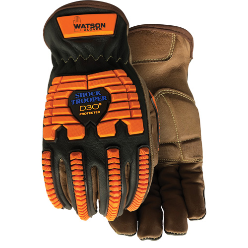 Gants antichocs Drill Sergeant, Grand, Paume en Cuir fleur, Poignet &agrave; enfiler Superchem Industries