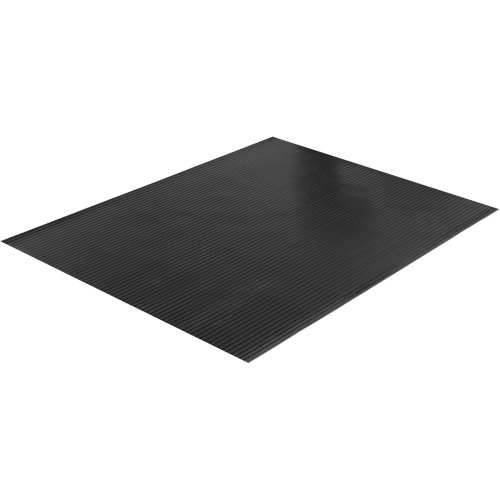 Tapis &agrave; nervures larges, Couloir, 4' x 75' x 1/8", Noir Superchem Industries