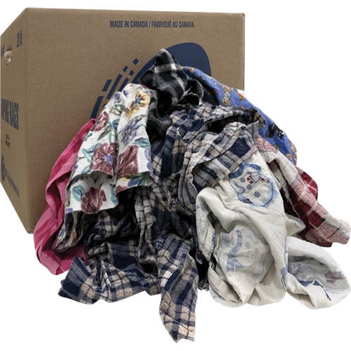 Select Wiper Rags, Flannel, Mix Colours, 20 lbs. Superchem Industries