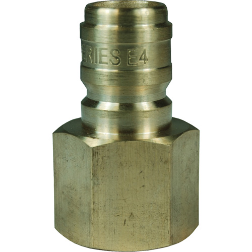 DQC E-Series Straight Through Interchange Plug, Brass, 3/4", Female NPTF, 1700 PSI Superchem Industries
