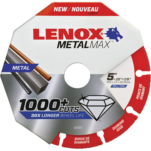 MetalMax Cut-Off Wheel, 5" x 0.05", 7/8" Arbor, Type 1, Diamond, 12200 RPM Superchem Industries