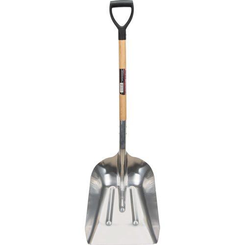 Scoop Shovel, Wood, Aluminum Blade, D-Grip Handle, 24-1/2" Length Superchem Industries