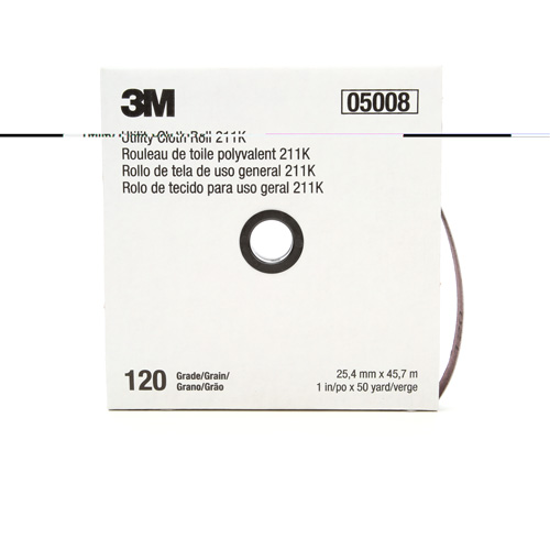 Rouleau de toile abrasive utilitaire 211K, Oxyde d'aluminium, 1" la x 150' lo, Grain 120 Superchem Industries