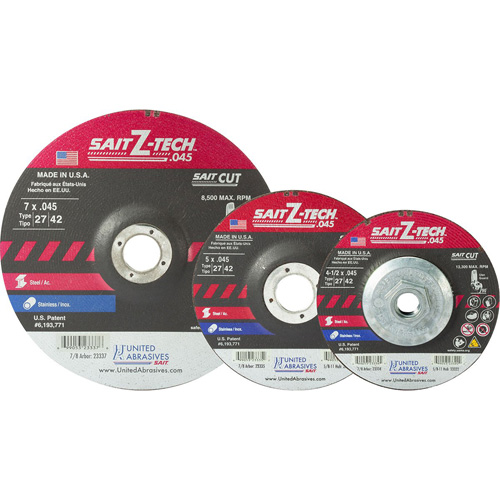 Disque de coupe, 7" x 0,045", Arbre de 7/8", Type 27, Zirconium, 8500 Tr/min Superchem Industries