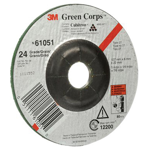 Green Corps Flexible Grinding Wheel, 5" x 1/4", 7/8" Arbor, Ceramic, Type 1 Superchem Industries