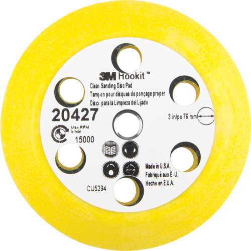 Hookit Clean Sanding Disc Pad Kit, 3" Dia. Superchem Industries