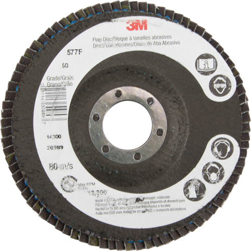 Flap Wheels - 577F Flap Discs, 4-1/2" x 7/8", Type 29, 60 Grit, Zirconium Superchem Industries