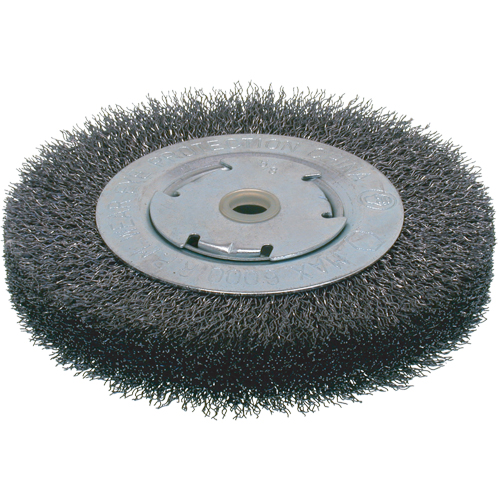 Economy Crimped Wire Wheel Brushes - Wide Face, 6" Dia., 0.014 Fill, 2" Arbor Superchem Industries