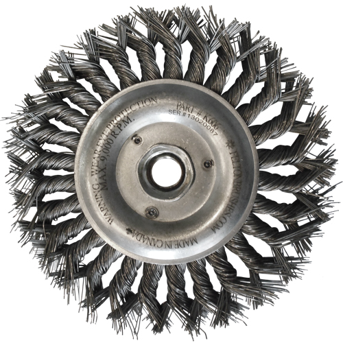 Wire Wheel Brushes, 6" Dia., 0.014" Fill, 5/8"-11 Arbor, Steel Superchem Industries