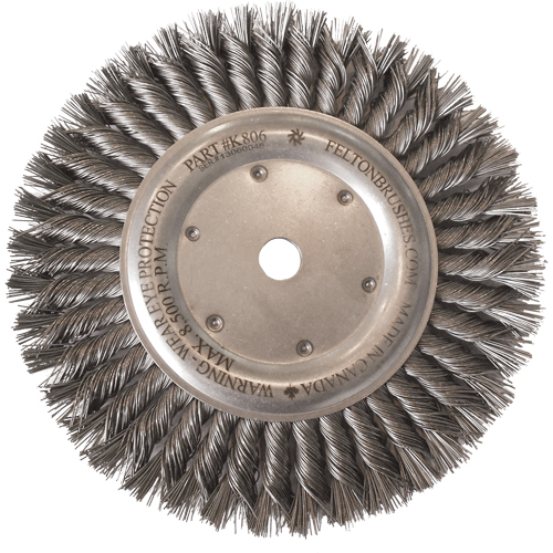 Brosses m&eacute;talliques &agrave; touret, Dia. 8", Fils 0,014", Arbre 5/8"-11, Acier Superchem Industries
