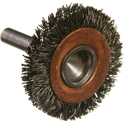 Circular Crimped Wire End Brushes, 3", 0.014" Fill, 1/4" Shank Superchem Industries