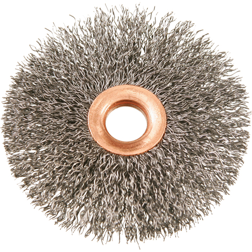 3" Copper Centre Crimped Wire Wheels, 3" Dia., 0.012" Fill, 1/2" Arbor Superchem Industries