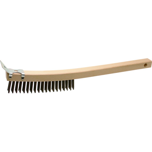 Scratch Brush With Scraper, Steel, 3 x 19 Wire Rows, 13" Long Superchem Industries