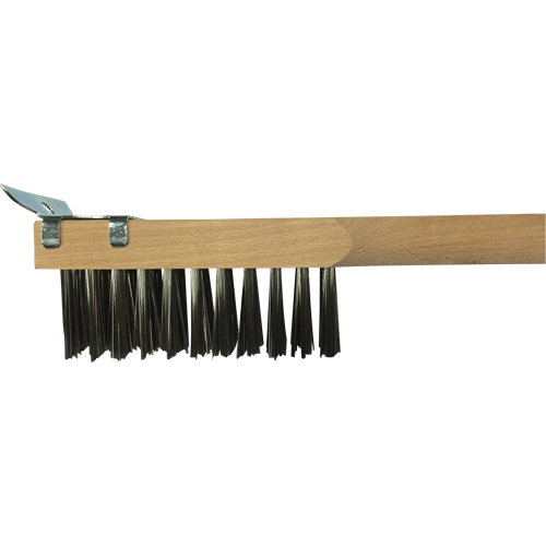 Scratch Brush With Scraper, Stainless Steel, 3 x 10 Wire Rows, 20" Long Superchem Industries
