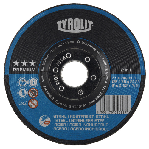 Grinding Wheel, 4-1/2" x 9/32", 7/8" Arbor, Type 27 Superchem Industries