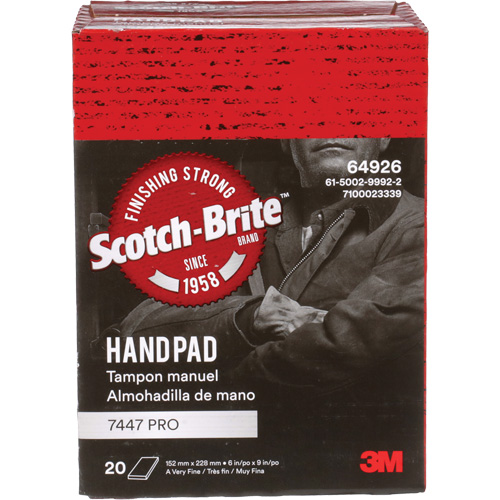 Scotch-Brite 7447 Hand Pads, Aluminum Oxide, 9" x 6", Very Fine Grit Superchem Industries
