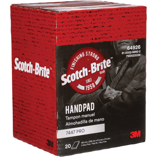 Scotch-Brite 7447 Hand Pads, Aluminum Oxide, 9" x 6", Very Fine Grit Superchem Industries