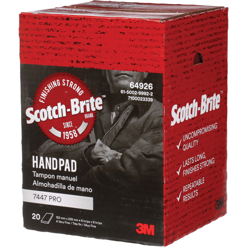 Scotch-Brite 7447 Hand Pads, Aluminum Oxide, 9" x 6", Very Fine Grit Superchem Industries