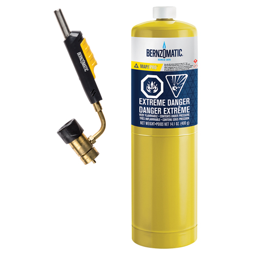 Ensemble de chalumeau &agrave; t&ecirc;te pivotante et allumage &agrave; g&acirc;chette Bernzomatic, Propane Superchem Industries