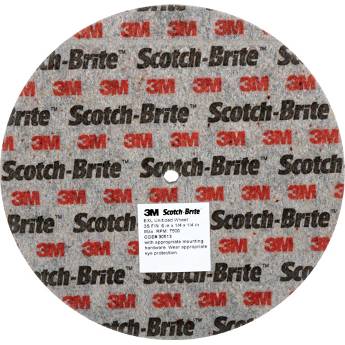 Meule unitaris&eacute;e EXL Scotch-Brite, 6" x 1/4", Arbre de 1/4", Grain de Fin, Carbure de silicium Superchem Industries