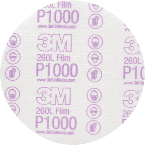 Hookit Finishing Film Disc, 6" Dia., P1000 Grit, Aluminum Oxide, Film Superchem Industries