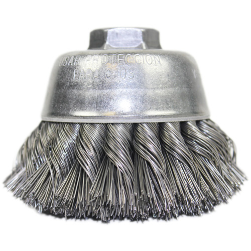 Knot Wire Cup Brush, 3-1/2" Dia. x 5/8"-11 Arbor Superchem Industries