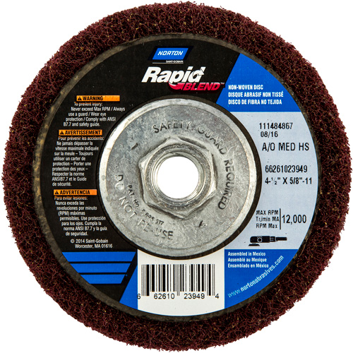 Rapid Blend Non-Woven Depressed Center Abrasive Disc, 4-1/2" Dia., 150-180 Grit, Aluminum Oxide Superchem Industries
