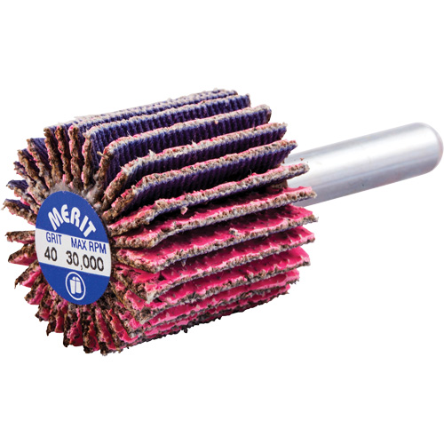 Mini-meule &agrave; lamelles mont&eacute;e sur tige, C&eacute;ramique d'alumine, Grain 40, 1" x 1" x 1/4" Superchem Industries