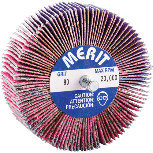 Threaded Mini Flap Wheel, Ceramic Alumina, 80 Grit, 3" x 1" x 1/4"-20 Superchem Industries