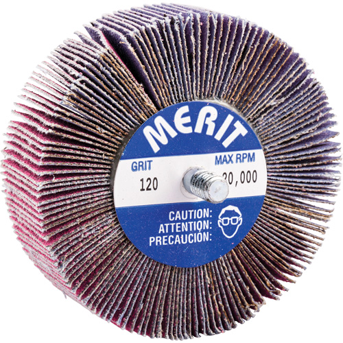 Threaded Mini Flap Wheel, Ceramic Alumina, 120 Grit, 3" x 1" x 1/4"-20 Superchem Industries