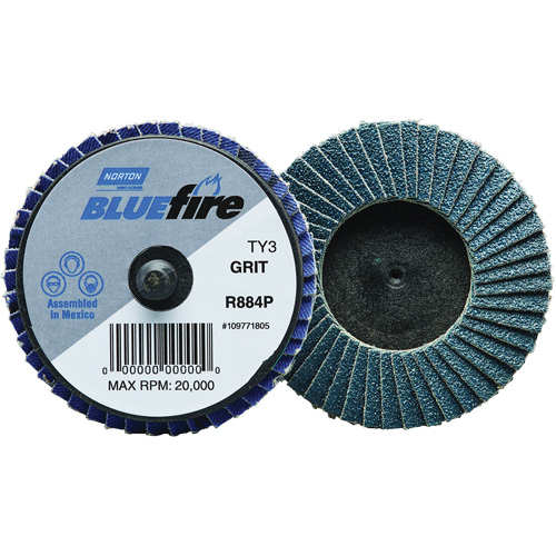 BlueFire&reg; R884P Plastic Flat Mini Flap Disc, 2" x Type 27, P60 Grit, Zirconia Alumina Superchem Industries