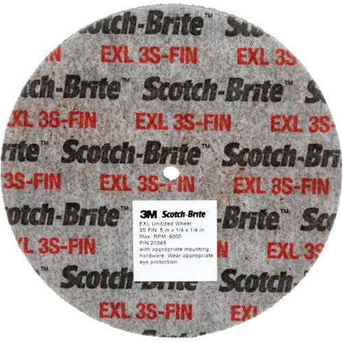 Meule unitaris&eacute;e EXL Scotch-Brite, 2" x 1/4", Arbre de 1/4", Grain de Fin, Carbure de silicium Superchem Industries