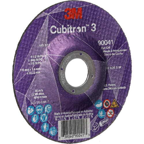 Meule &agrave; tronçonner Cubitron 3, 4-1/2" x 0,045", Arbre de 7/8", Type T27, C&eacute;ramique, 13 300 Tr/min Superchem Industries