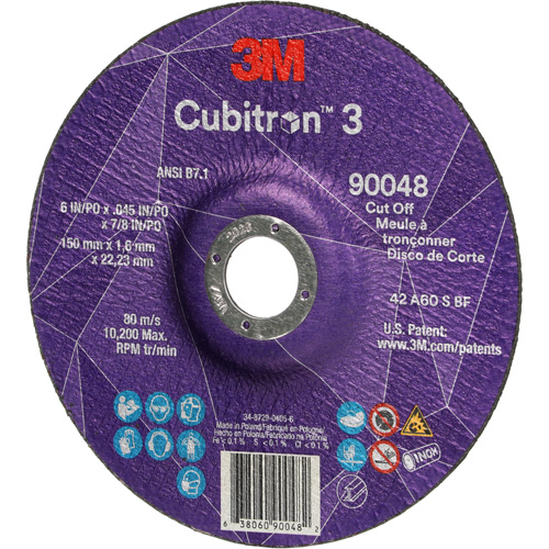 Meule &agrave; tronçonner Cubitron 3, 6" x 0,045", Arbre de 7/8", Type T27, C&eacute;ramique, 10 200 Tr/min Superchem Industries