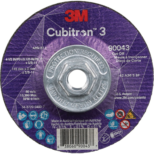 Meule &agrave; tronçonner Cubitron 3, 4-1/2" x 1/8", Arbre de 5/8"-11, Type T27, C&eacute;ramique, 13 300 Tr/min Superchem Industries
