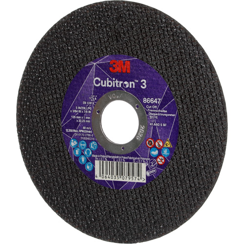 Cubitron 3 Cutting Disc, 5" x 9/32", 3/8" Arbor, Type 41 Superchem Industries