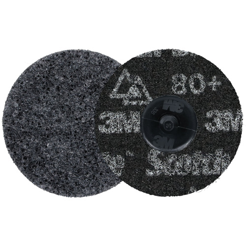 Meule robuste pour le conditionnement de pr&eacute;cision des surfaces Scotch-Brite Roloc, HD-DR, 3" dia., Grain 80+, C&eacute;ramique Superchem Industries
