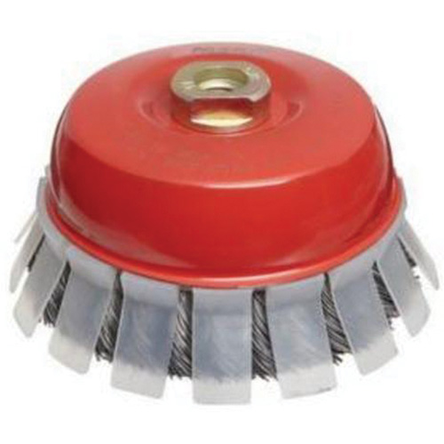 Knotted Wire Cup Brush with Protective Guard, 2-3/4" Dia. x 5/8"-11 Arbor Superchem Industries